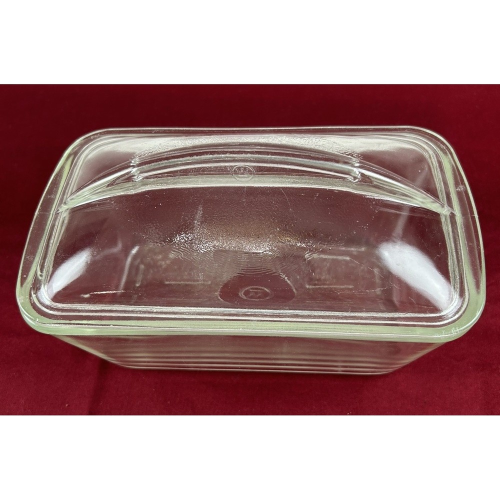 Vintage Clear Glass Westinghouse Refrigerator Loaf Pan Dish w/Lid **SEE DESCR**
